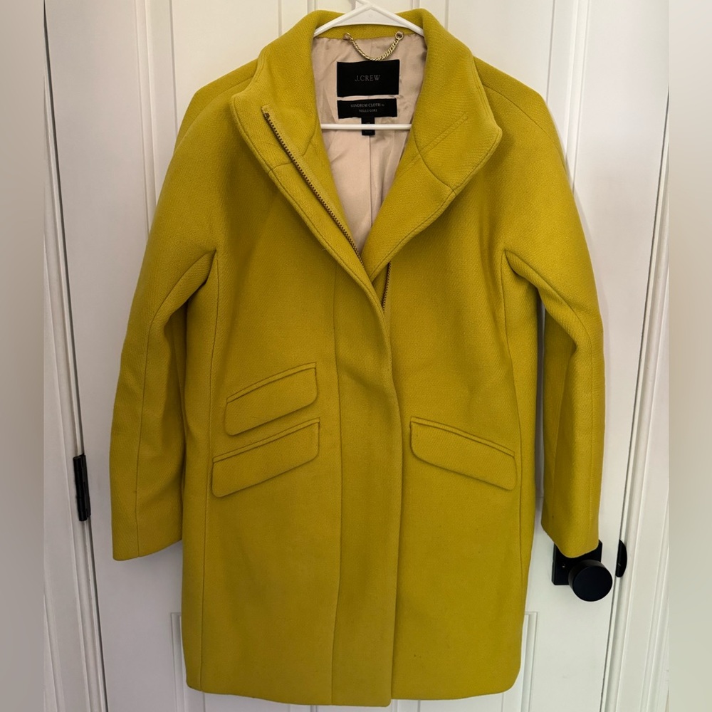 J. Crew Stadium Cloth Wool Cocoon Coat in Chartreuse Size 2P